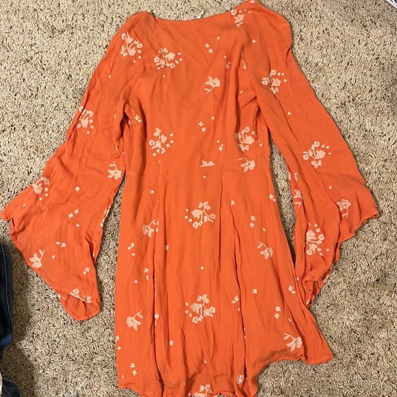 Free People orange boho dress - size tag ripped off (small or medium i think) - Picture 4 of 5